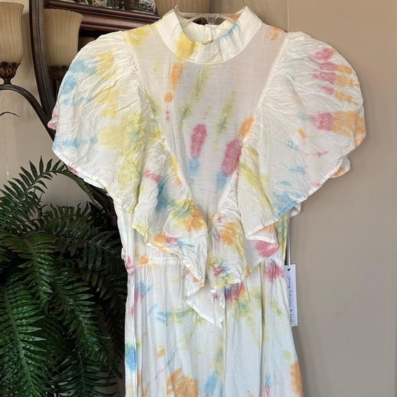 Brand New Young Fabulous & Broke Tie Dye Ruffle Tiered Open Back Cruz Maxi Dress - Picture 4 of 15